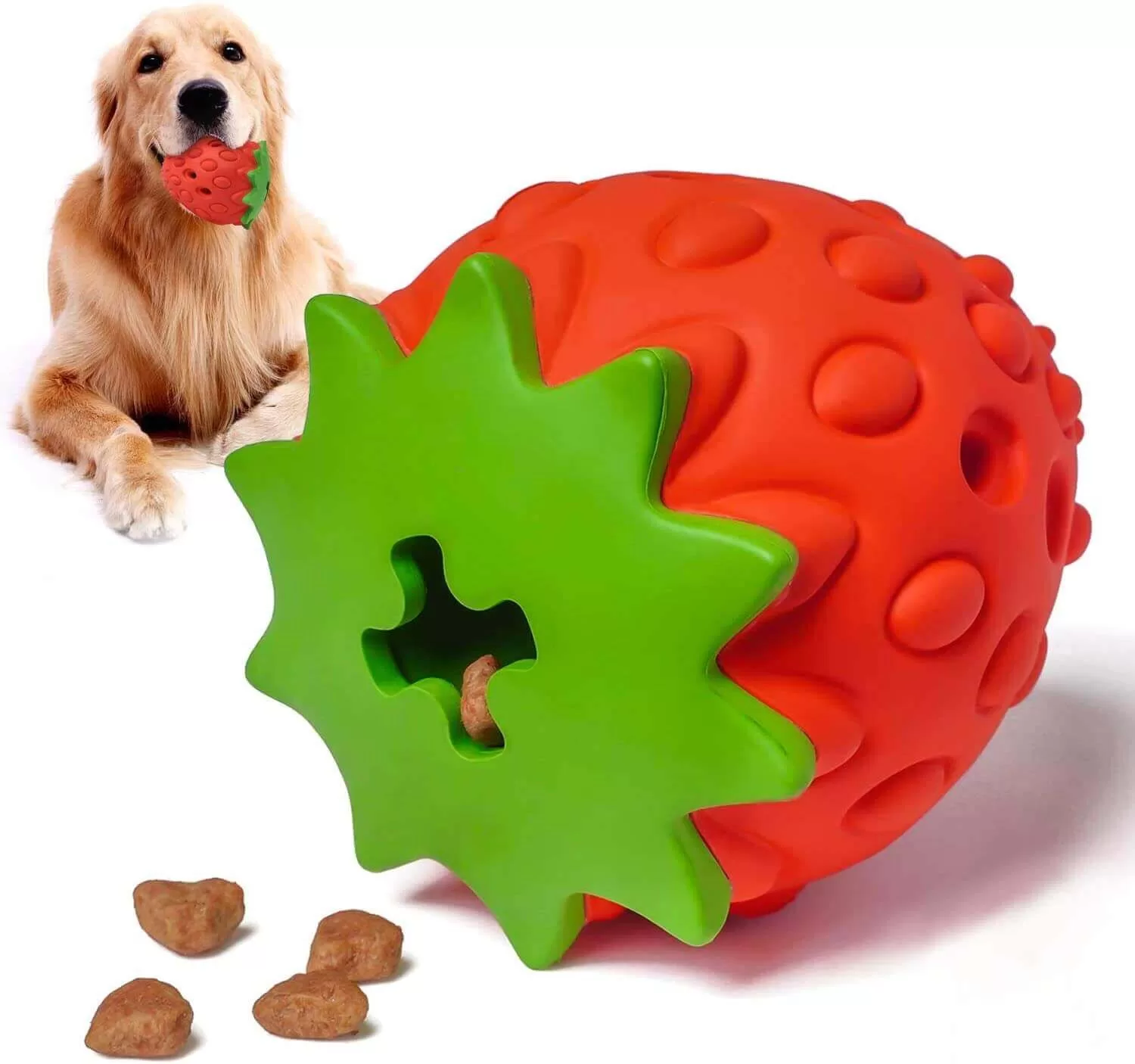 Best Indestructible Dog Chew Slow Feed Toys for Puppies, Most Durable Safe  Dog Teeth Cleaning Strawberry Ball - Youmi Pets